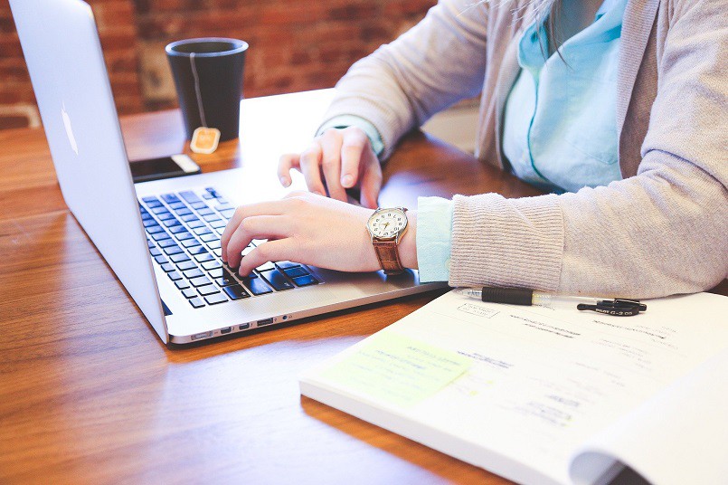 woman working on a laptop